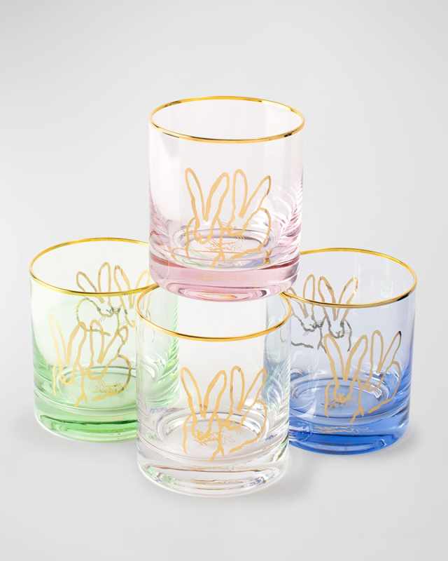 Double Bunny Old Fashioned Glasses, Set of 4